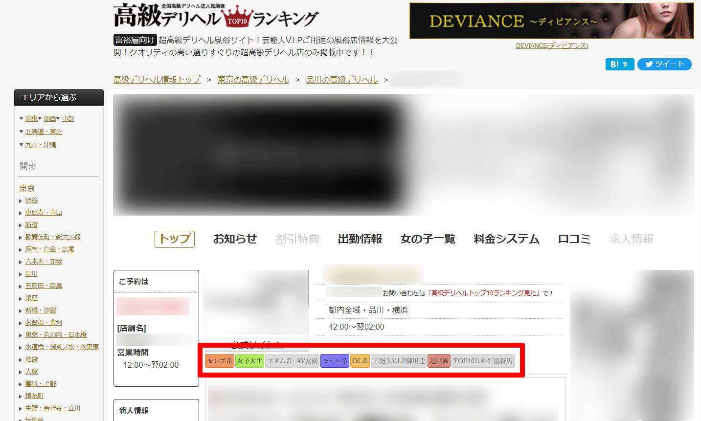 高級デリヘルTOP10ランキングの広告・掲載情報｜風俗広告のアドサーチ